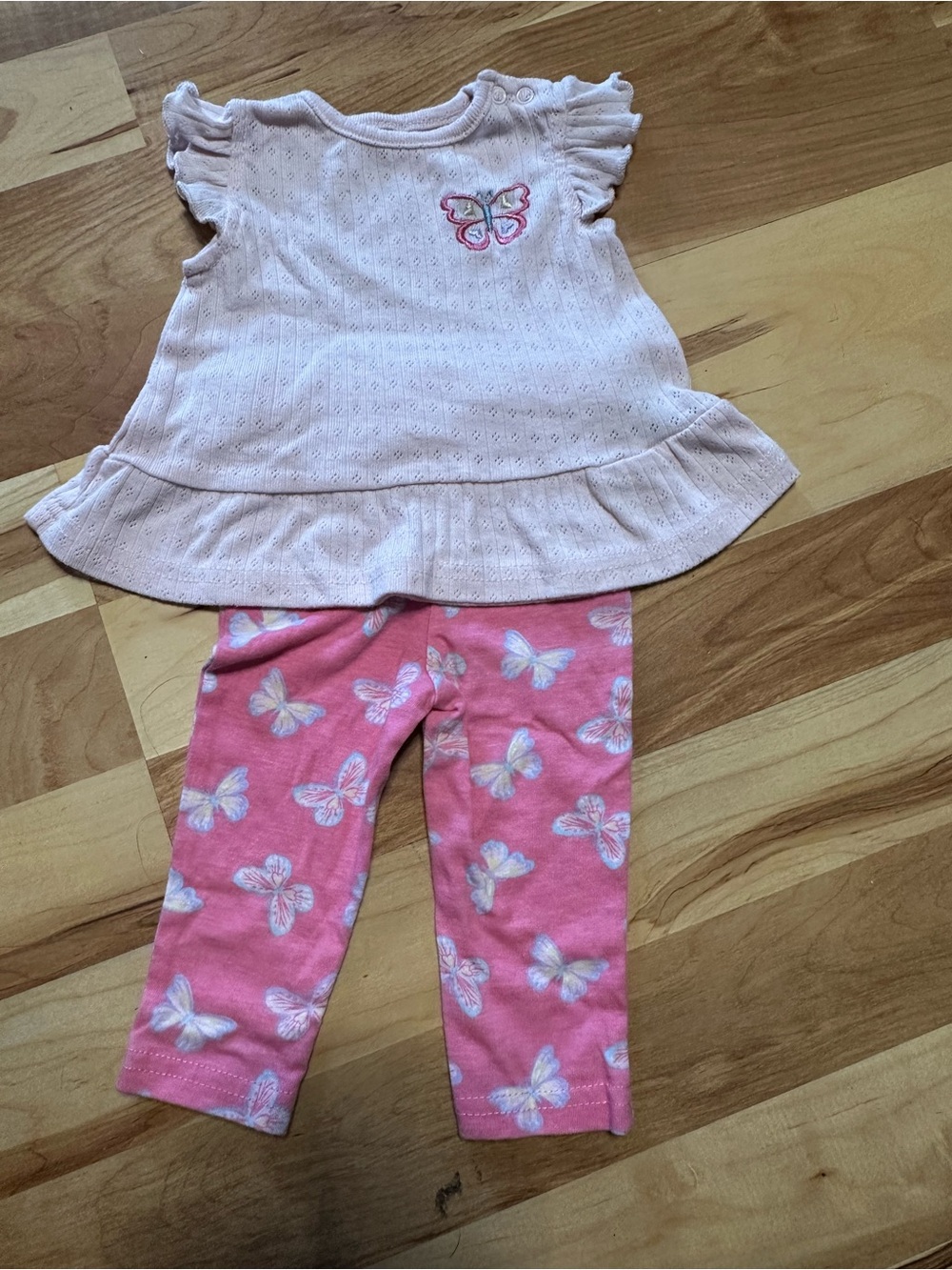 chick pea Pink Butterfly Top & Leggings Set